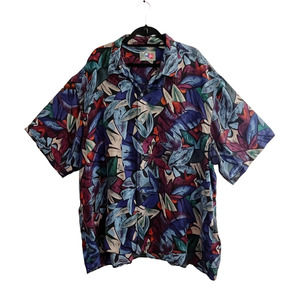 Hilo Hattie Mens Hawaiian Shirt 3XL 100% Silk Floral Aloha Print Short Sleeve